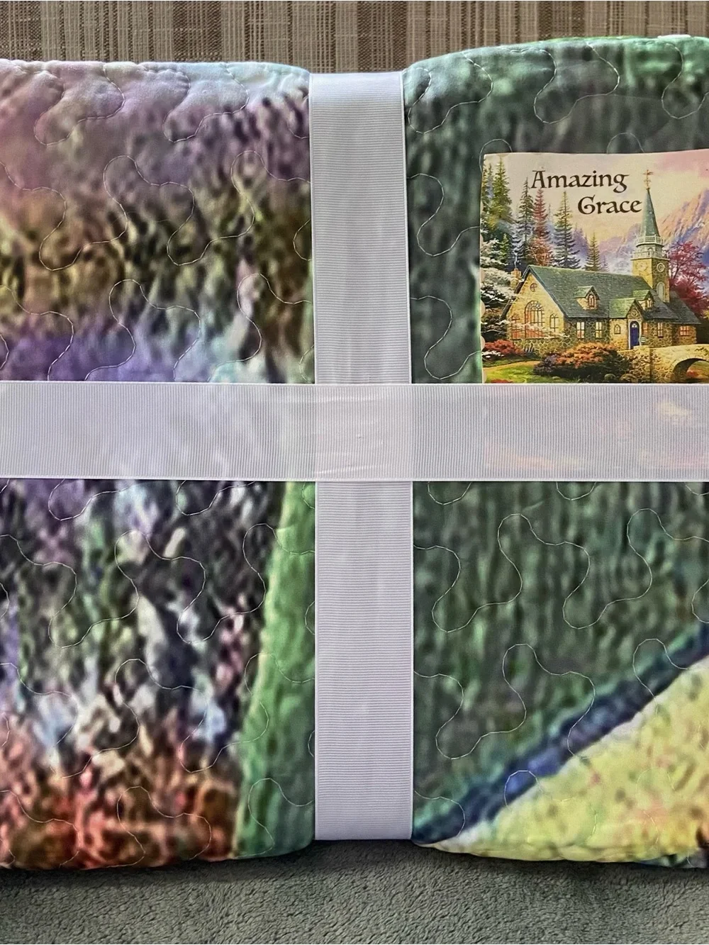 Amazing Grace Church Landscape Quilted Throw or Wall Art : Sympathy Gift